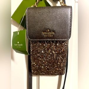 NWT Kate Spade Silver Glitter Crossbody Purse Bag